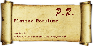 Platzer Romulusz névjegykártya